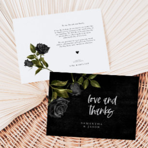 Rustic Black Rose Halloween Wedding Thank You Card