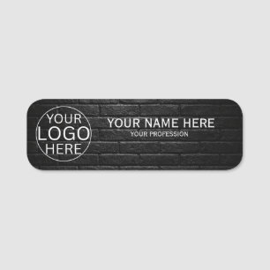 Rustic Black Style Custom Logo Employee Magnetic Name Tag