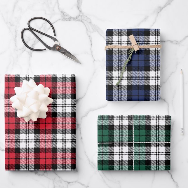 Rustic Black Watch Tartan Plaid Christmas Wrapping Paper Sheet (Front)