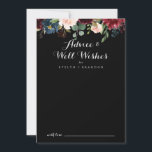 Rustic Black Wedding Well Wishes Advice Card<br><div class="desc">This rustic black wedding well wishes advice card is perfect for a classic wedding. The design features burgundy, red, navy, blue and blush radiant and graceful hand-painted flowers in a black background, inspiring natural beauty. These cards are perfect for a wedding, bridal shower, baby shower, graduation party & more. Personalise...</div>