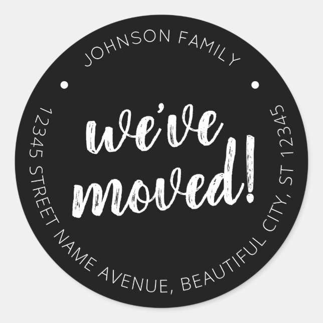 Rustic Black We've Moved Script New Address Label (Front)