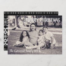 Rustic Black & White 1 Photo Christmas Card