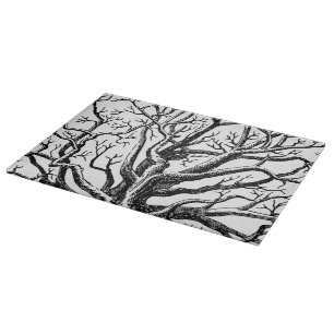 Rustic Black & White Abstract Tree Branches  Cutting Board