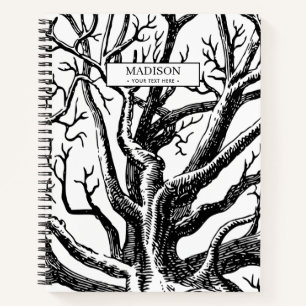 Rustic Black & White Abstract Tree Branches Notebook