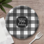 Rustic Black & White Buffalo Check Birthday Party Paper Plate<br><div class="desc">A modern yet rustic design with an area for a party name. A classic, traditional pattern that has been around for years. If you need to adjust the artwork or change the font, you can click on the customise area. This will take you to the design tool where you can...</div>