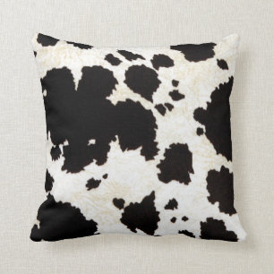 Rustic Black White Cow Skin Cushion