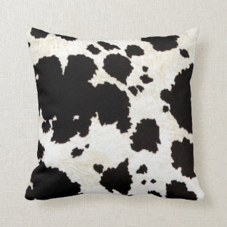 Rustic Black White Cow Skin Cushion