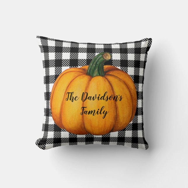 Rustic Black White Plaid Cosy Fall Decor Cushion (Front)