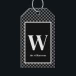 Rustic Black & White Plaid Monogram Gift Tags<br><div class="desc">This design is simple,  yet makes a statement,  with it's monogram initial in white on a soft black background surrounded by a rustic black and white plaid. This gift tag shares your taste in beautiful understated style. Created by Simply Farmhouse Press.</div>