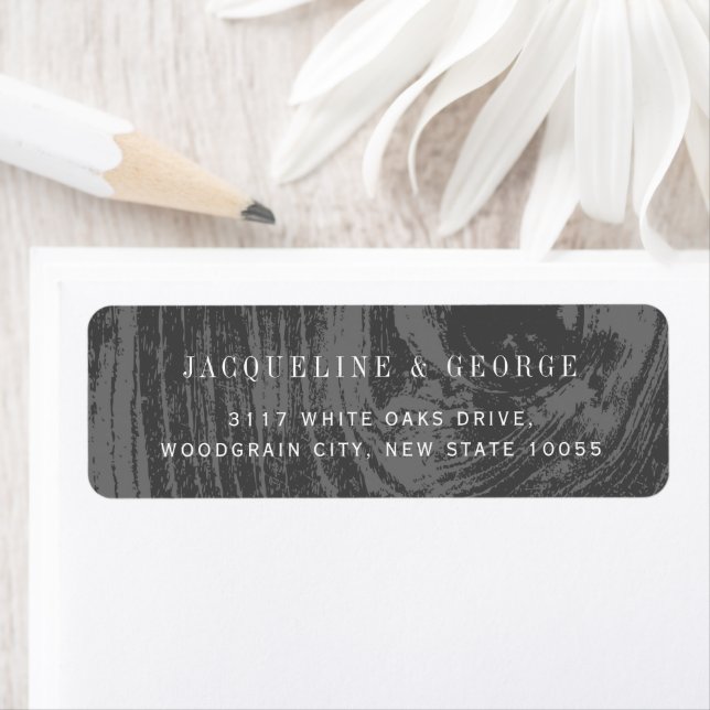 Rustic Black Wood Grain Winter Wedding Address (Insitu)