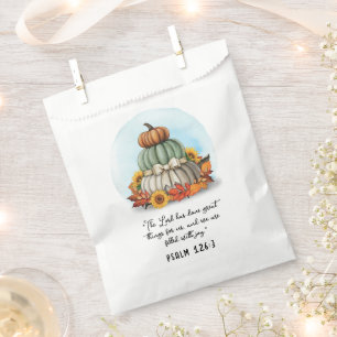 Rustic Blessed Fall Sunflower Pumpkin Bible Verse Favour Bags