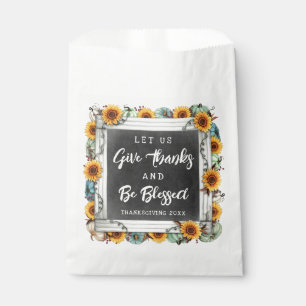 Rustic Blessed Thanksgiving Sunflower Pumpkin Gift Favour Bags