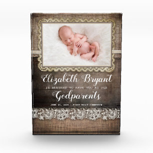 Rustic Blessed To Have You Godparents Photo Gift Block