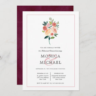 Rustic Bloom   Autumn Flowers  Rehearsal Dinner Invitation
