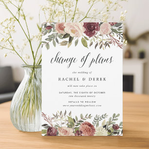 Rustic Bloom Change of Plans Wedding Postponement Invitation