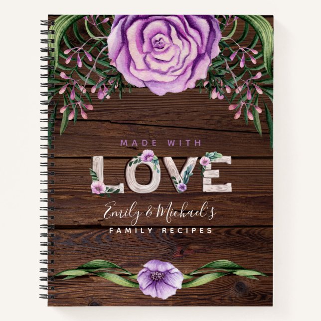 Rustic Bloom Custom Recipe Journal Wedding Gift (Front)