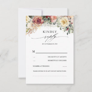 Rustic Bloom Fall Inspired Beautiful Wedding RSVP Card