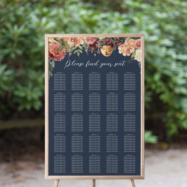 Rustic Bloom Floral XL Wedding Seating Chart (Creator Uploaded)