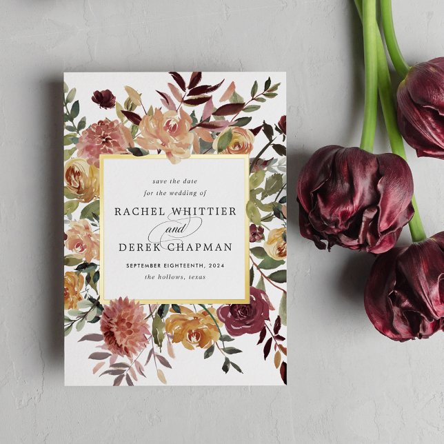 Rustic Bloom Foil Save the Date Card (Creator Uploaded)