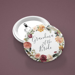 Rustic Bloom Grandma of the Bride 6 Cm Round Badge