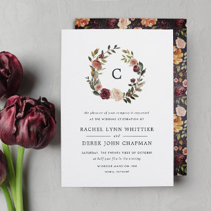 Rustic Bloom Monogram Wedding Invitation