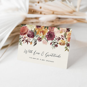 Rustic Bloom Personalised Wedding Thank You Card