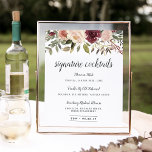 Rustic Bloom Signature Cocktail Menu Sign<br><div class="desc">Invite guests to grab a favourite libation with our charming wedding bar sign. 11x14 bar sign features "signature cocktails" in calligraphy script lettering. Personalise with your speciality drinks with six custom text fields, and add your initials and wedding date along the bottom. A chic addition to your wedding bar setup,...</div>