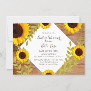 Rustic Bloom Sunflower Baby Shower invitation