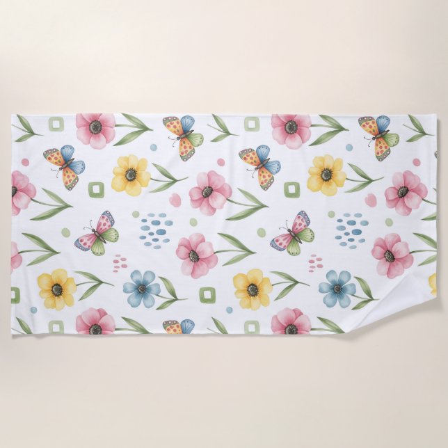Rustic Bloom Symphony Beach Towel (Front)