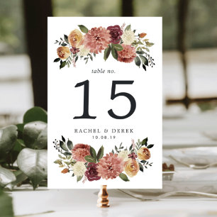Rustic Bloom Table Number Card