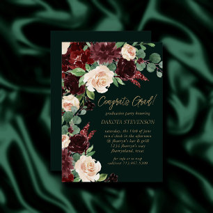 Rustic Bloom Terracotta and Marsala Graduation Invitation