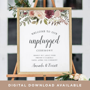 Rustic Bloom Unplugged Ceremony Wedding Sign