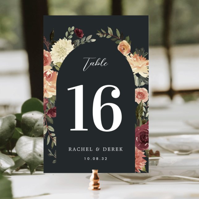 Rustic Bloom Watercolor Floral Arch Table Number (Creator Uploaded)