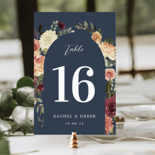 Rustic Bloom Watercolor Floral Arch Table Number