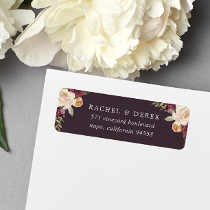 Rustic Bloom Watercolor Floral Return Address