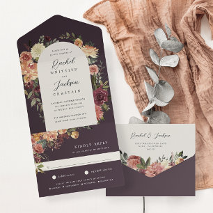 Rustic Bloom Watercolor Floral Wedding All In One Invitation