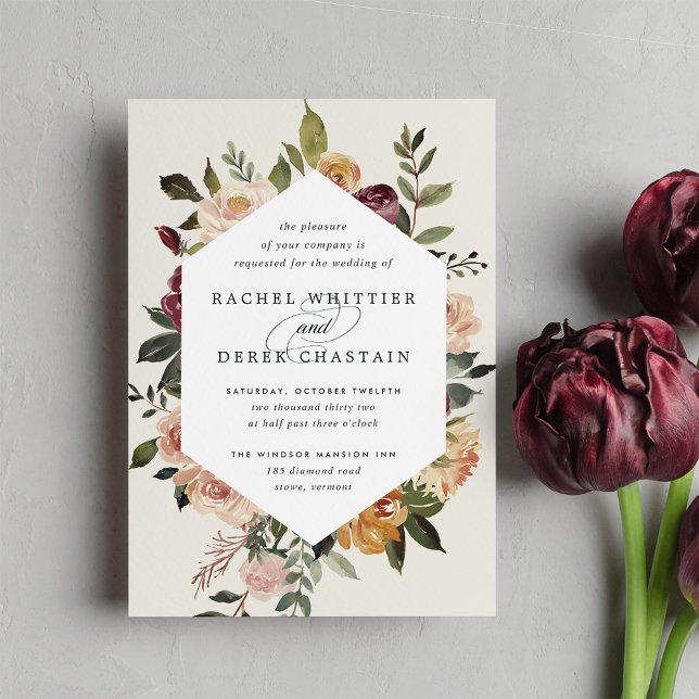 Rustic Bloom Watercolor Floral Wedding Invitation (Creator Uploaded)