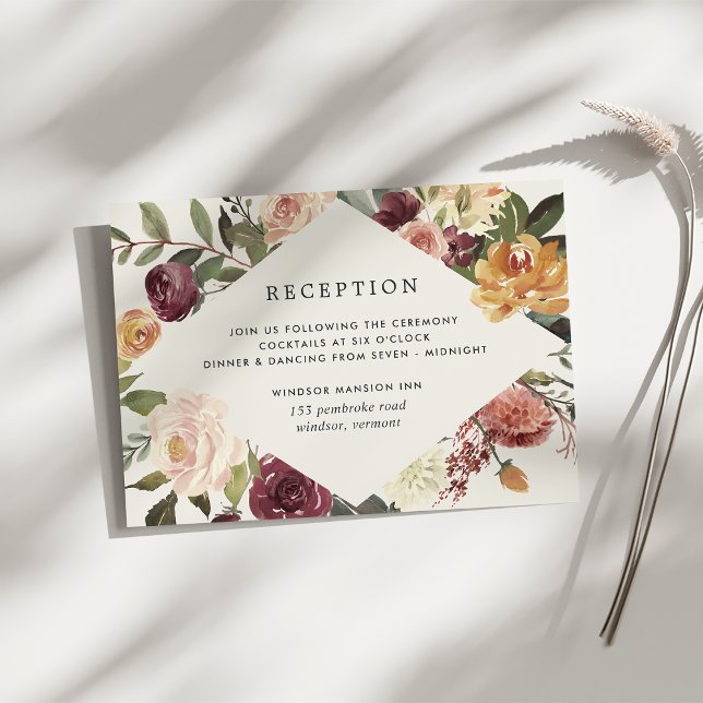 Rustic Bloom Watercolor Floral Wedding Reception Enclosure Card (Creator Uploaded)