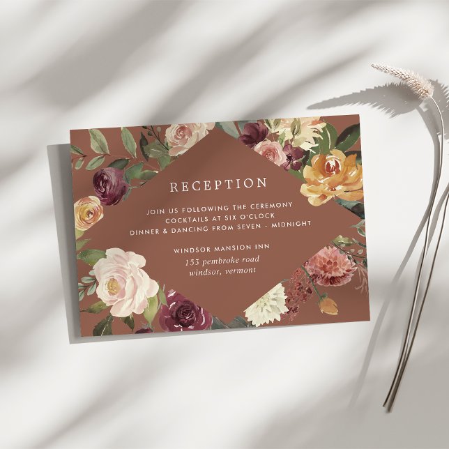 Rustic Bloom Watercolor Floral Wedding Reception Enclosure Card (Creator Uploaded)