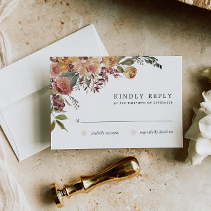 Rustic Bloom Watercolor Floral Wedding RSVP Card