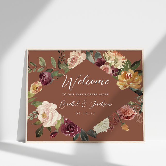 Rustic Bloom Watercolor Floral Wedding Welcome Poster (Creator Uploaded)