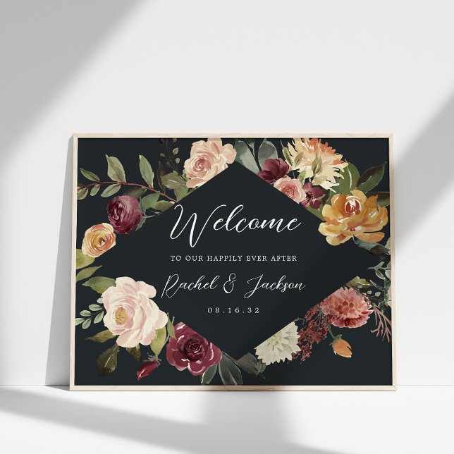 Rustic Bloom Watercolor Floral Wedding Welcome Poster (Creator Uploaded)