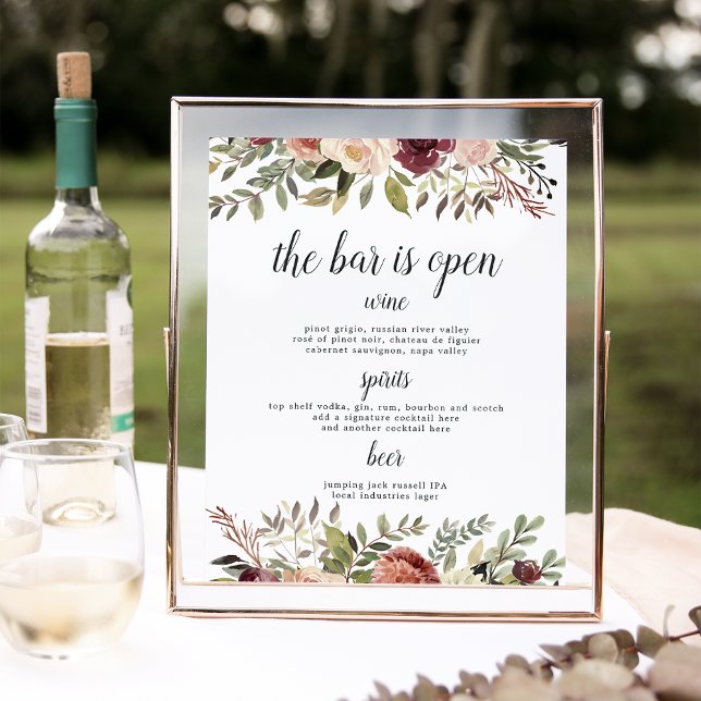 Rustic Bloom Wedding Bar Menu Sign (Creator Uploaded)