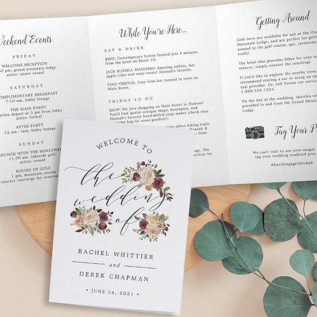 Rustic Bloom Wedding Ceremony Tri-Fold Programme (Creator Uploaded)