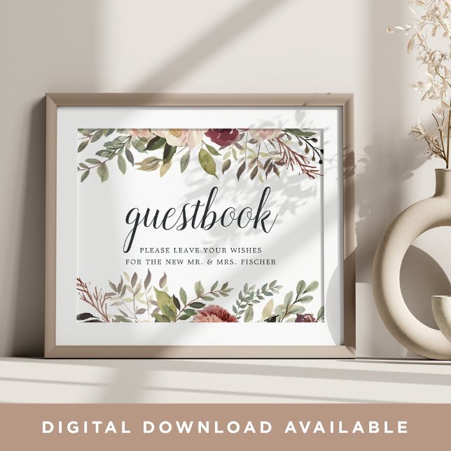 Rustic Bloom Wedding Guestbook Sign (Creator Uploaded)
