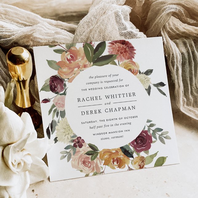Rustic Bloom Wedding Invitation | Square (Creator Uploaded)