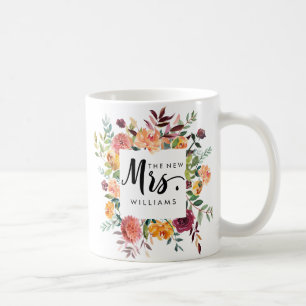 Rustic Bloom WEDDING THE NEW MRS Typography Coffee Mug