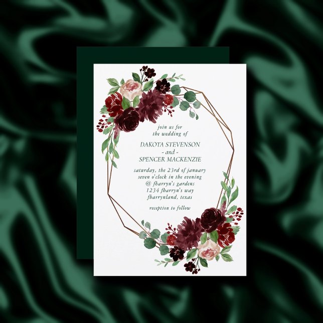 Rustic Blooms | Terracotta and Marsala Red Bouquet Invitation (Creator Uploaded)