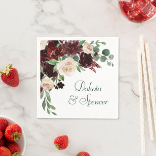 Rustic Blooms   Terracotta and Marsala Red Bouquet Napkin