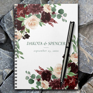 Rustic Blooms   Terracotta and Marsala Red Bouquet Notebook
